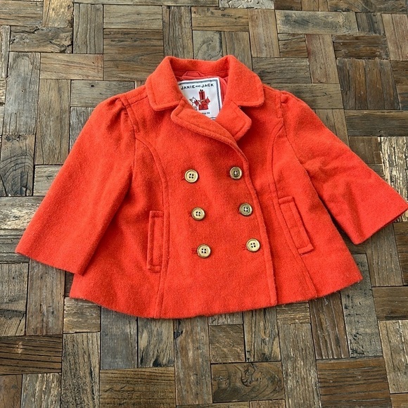 Janie and Jack Wool Orange Infant Pea Coat Size 3-6 Months - Picture 1 of 7